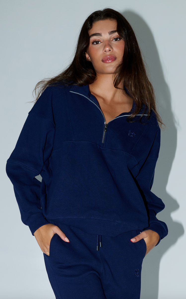Dévotion Mockneck Navy – Sweat-shirt Premium
